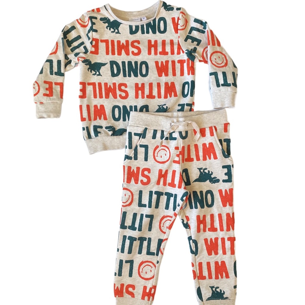 NAME IT Two Piece Dino With Smile Set Size 12-18 Mo. EUC